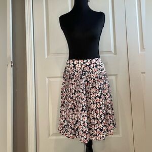 J. Crew Floral Pleated Skirt, Navy, Size 2